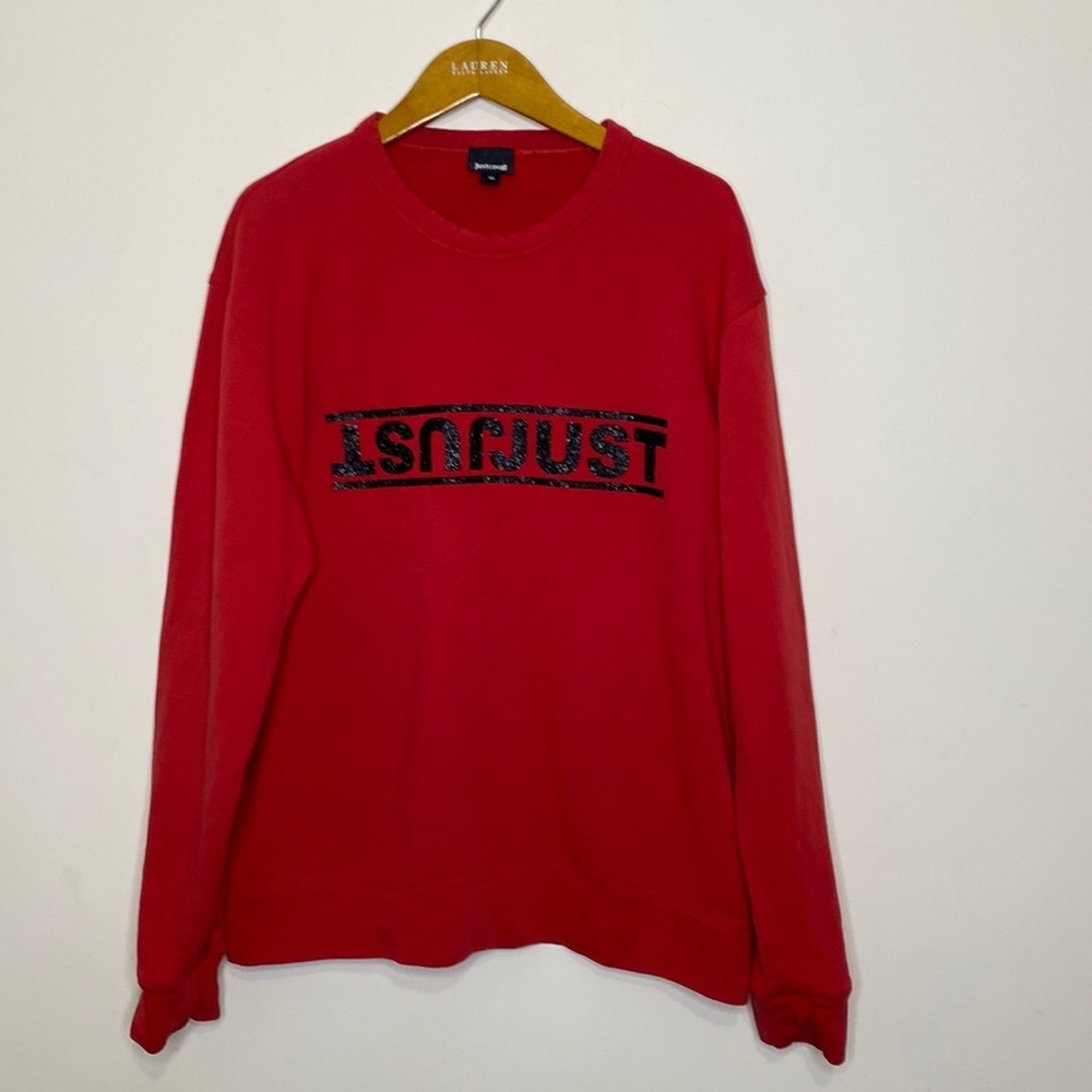 Just Cavalli Sweatshirt Mens XL Red‎